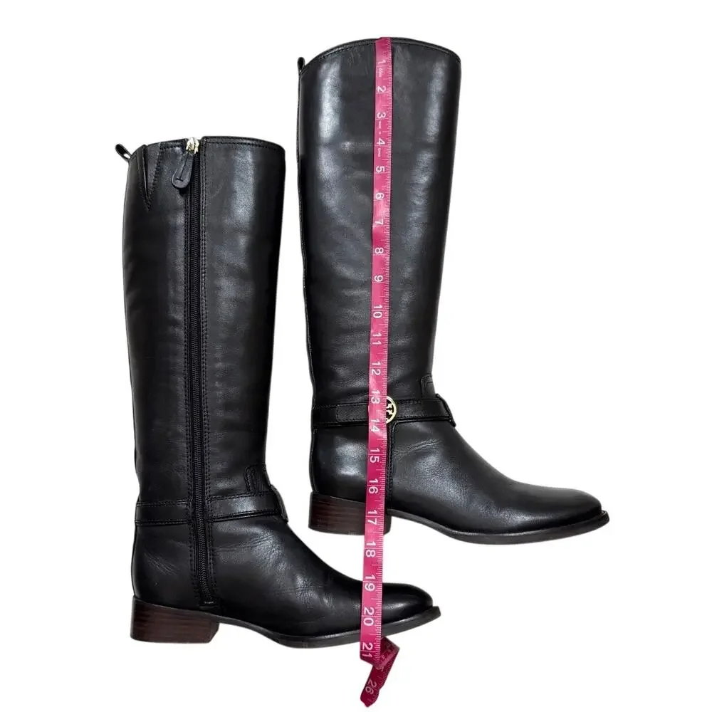 Tory Burch Bristol Riding Boots Equestrian Calf in Black